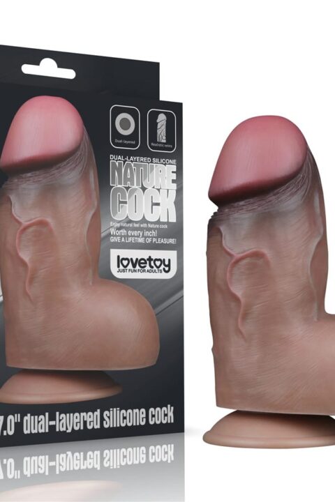 7" Dual-Layered Silicone Nature Cock Brown