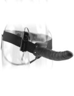 8" Vibrating Hollow Strap-On  Black - Image 3