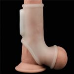 Vibrating Silk Knights Ring with Scrotum Sleeve (White) I - Image 2