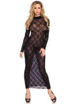 Long sleeved long dress, black, O/S