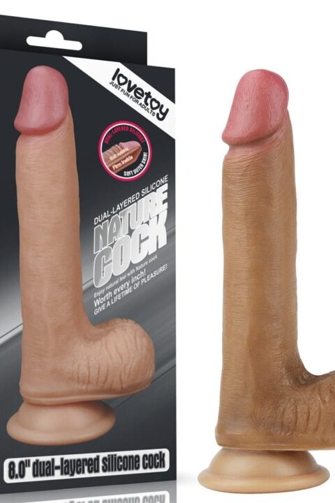 8'' Dual layered Platinum Silicone Cock Brown