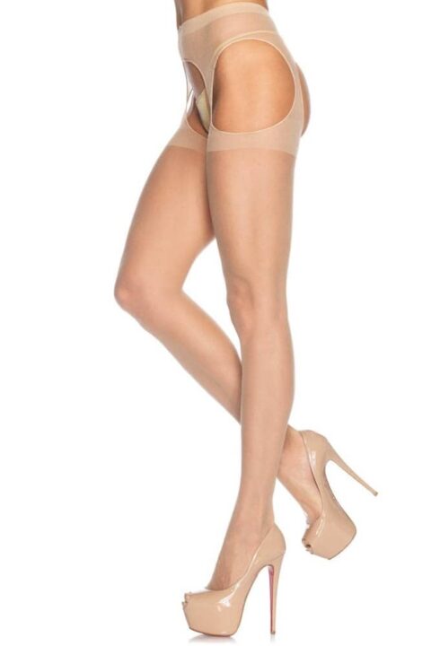 SHEER SUSPENDER PANTYHOSE O/S NUDE