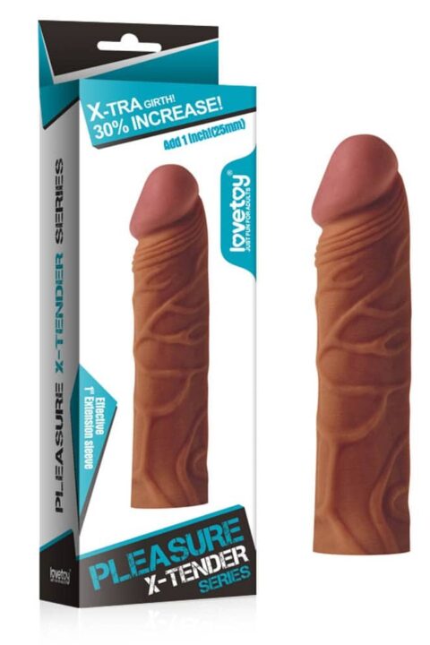 Pleasure X-Tender Penis Sleeve Brown 2