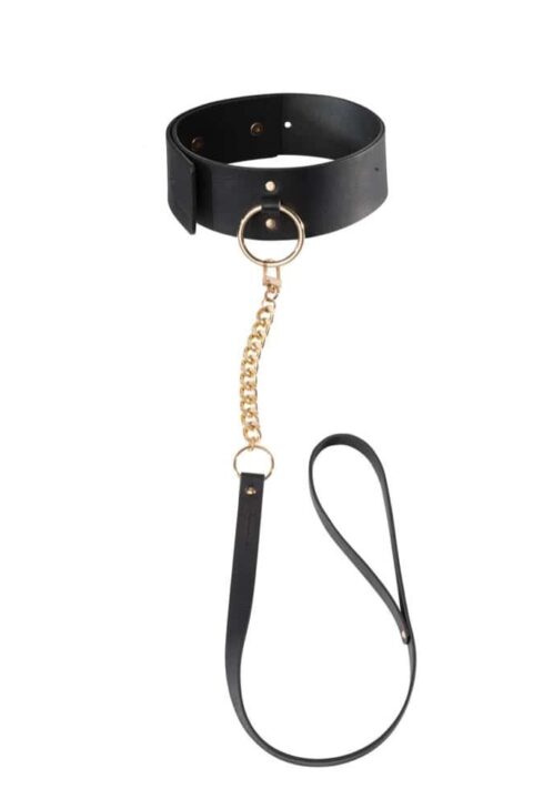 Maze Wide Choker With Leash Black