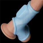 Vibrating Silk Knights Ring with Scrotum Sleeve Blue - Image 2