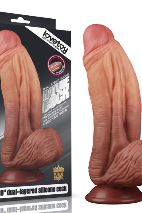 10" Dual-layered Silicone Nature Cock Brown