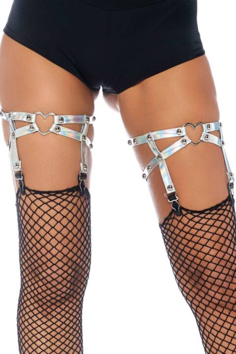 Heart garter iridescent, silver, O/S