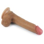 8'' Dual layered Platinum Silicone Cock Brown - Image 2