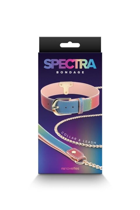 Spectra Bondage - Collar &  Leash - Rainbow
