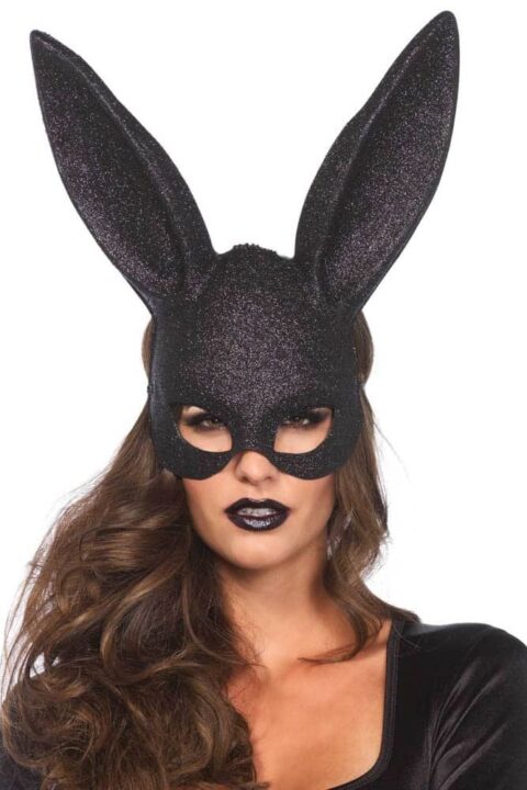 Glitter Masquerade Rabbit Mask Black