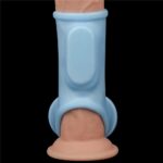 Vibrating Silk Knights Ring with Scrotum Sleeve Blue - Image 4