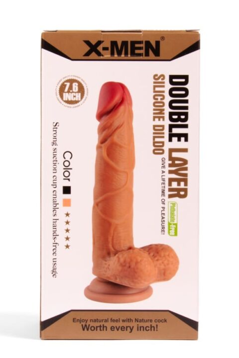 XMEN 7.6 inch Double Layer Silicon Dildo Brown