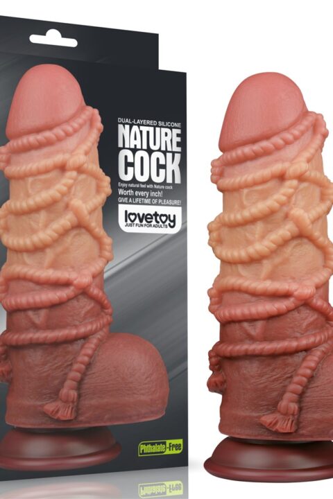 9.5'' Dual layered Platinum Silicone Cock with Rope