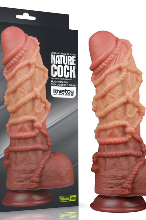 10.5'' Dual layered Platinum Silicone Cock with Rope