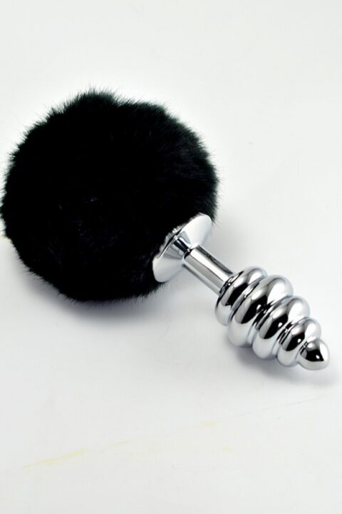 Spiral Pompon Metal Plug Black