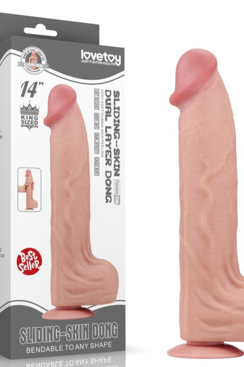 14'' King Sized Sliding Skin Dual Layer Dong