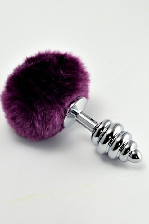 Spiral Pompon Metal Plug Purple