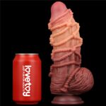 9.5'' Dual layered Platinum Silicone Cock with Rope - Image 7