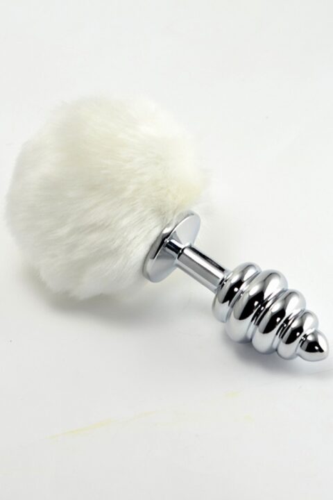 Spiral Pompon Metal Plug White