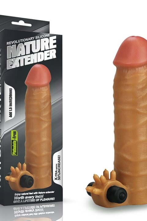 Add 1.5" Vibrating Silicone Extender Brown