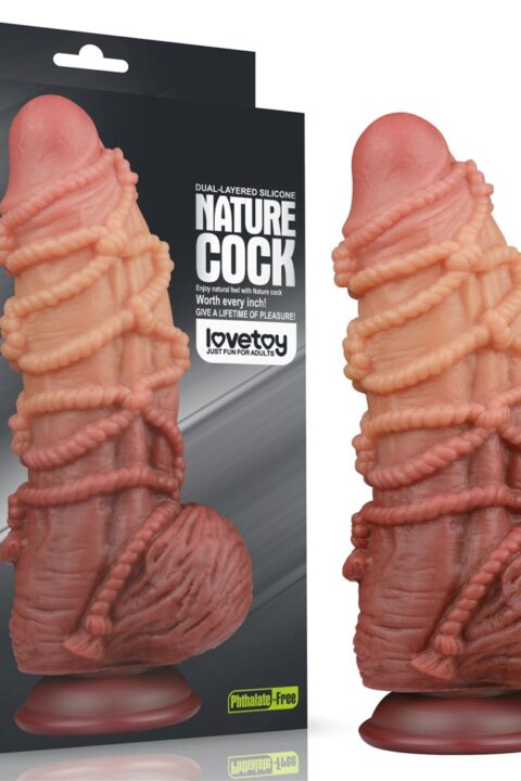 9.5'' Dual layered Platinum Silicone Cock with Rope