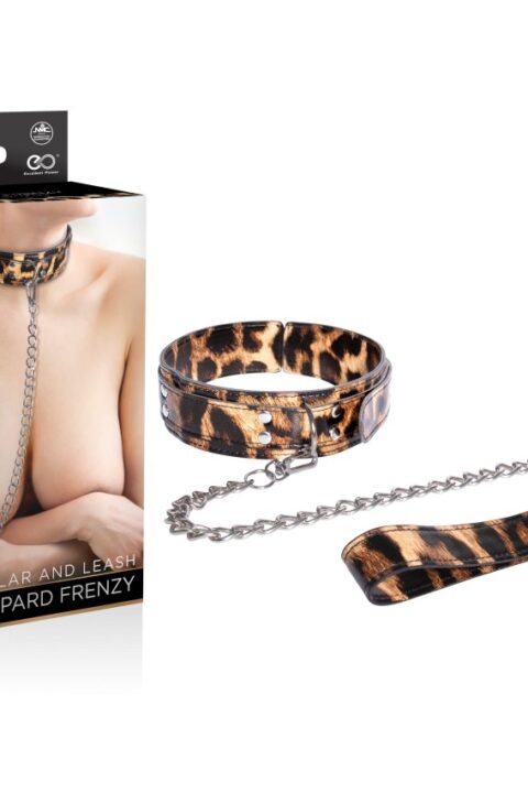 LEOPARD FRENZY COLLAR WITH LEASH