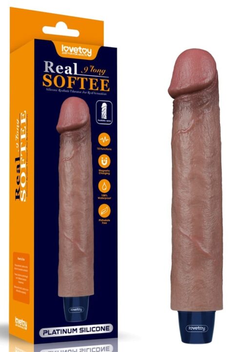 9" REAL SOFTEE Rechargeable Silicone Vibrating Dildo