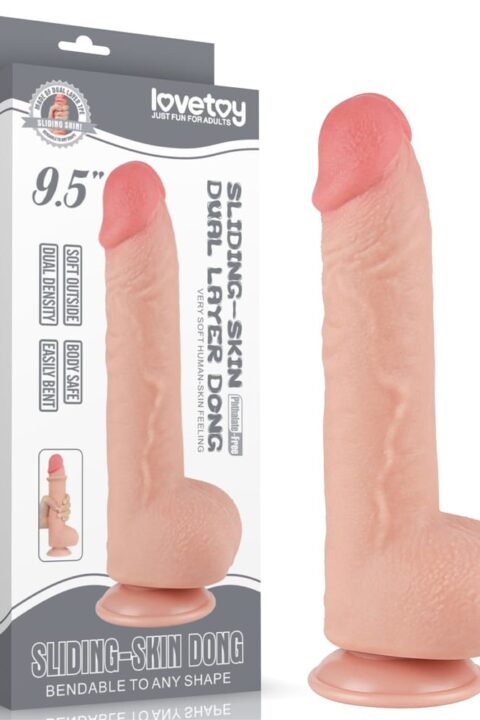 9.5'' Sliding Skin Dual Layer Dong Flesh