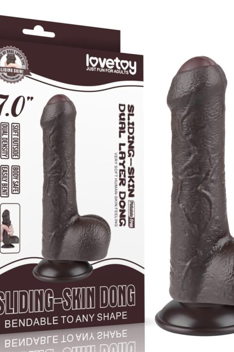 7'' Sliding Skin Dual Layer Dong Black