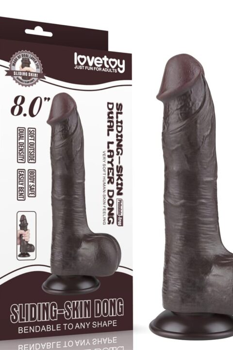 8'' Sliding Skin Dual Layer Dong Black I
