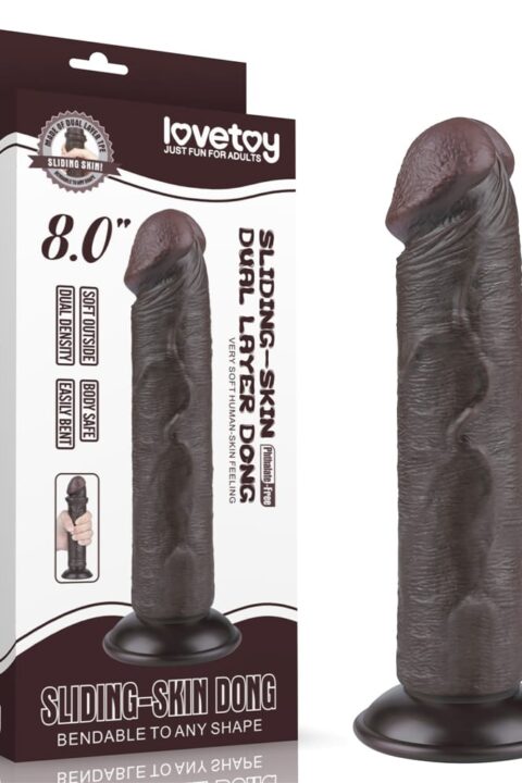8'' Sliding Skin Dual Layer Dong Black II