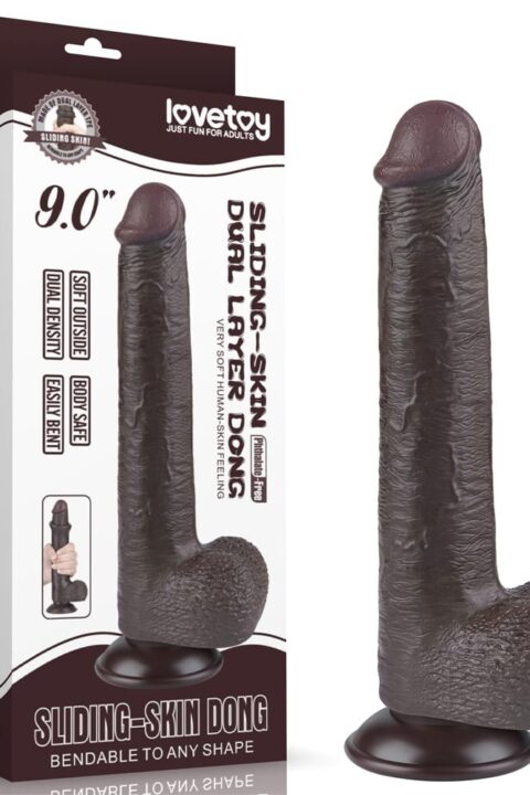 9'' Sliding Skin Dual Layer Dong Black