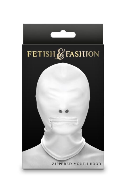 Fetish & Fashion - Zippered Mouth Hood - White - Alternate Package