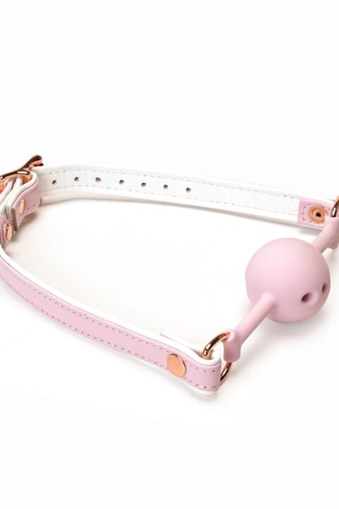 White & Pink Fairy Goat Leather Ball Gag