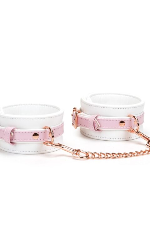 White & Pink Fairy Goat Leather Hand Cuffs
