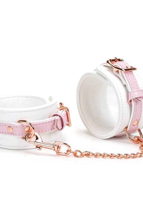White & Pink Fairy Goat Leather Ankle Cuffs