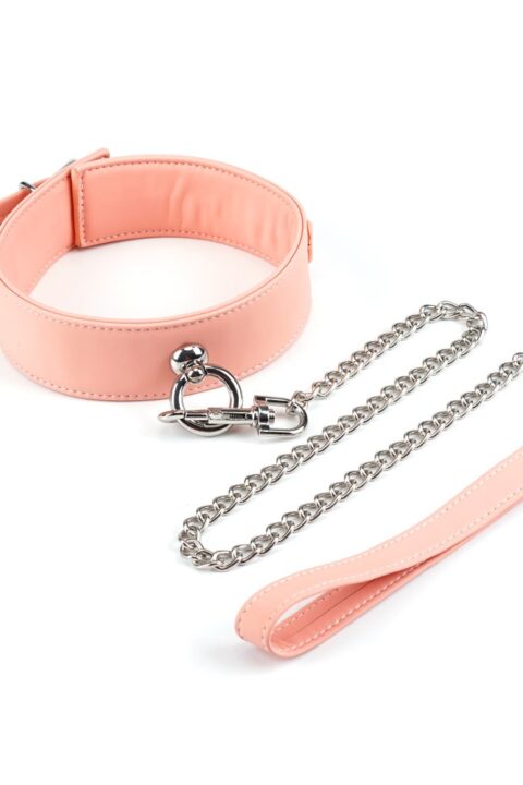 Pink Organosilicon Collar with Leash
