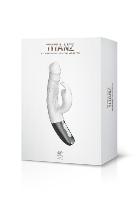 TITANZ 7" SILICONE RECHARGEABLE VIBRATOR IN IVORY WHITE