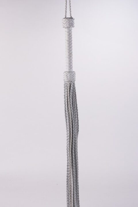 Kid Handle Kid Leather Braided Tails White