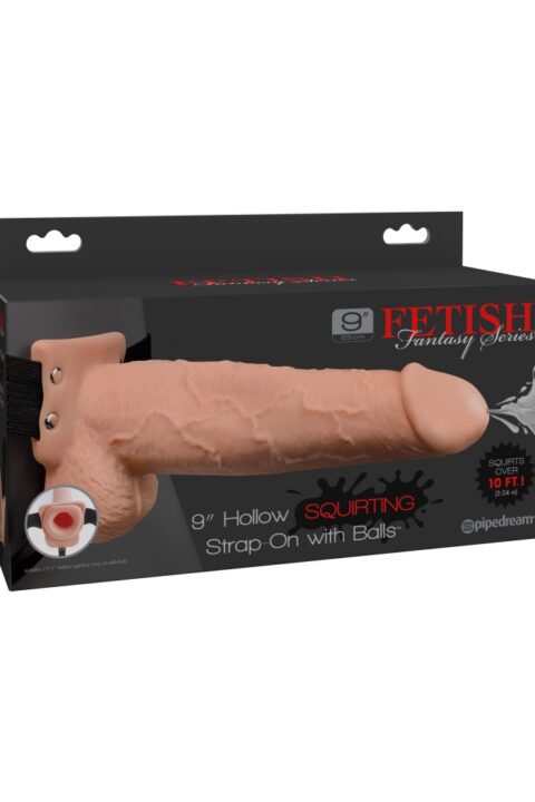 9" Squirting Hollow Strap-on  Light/Black