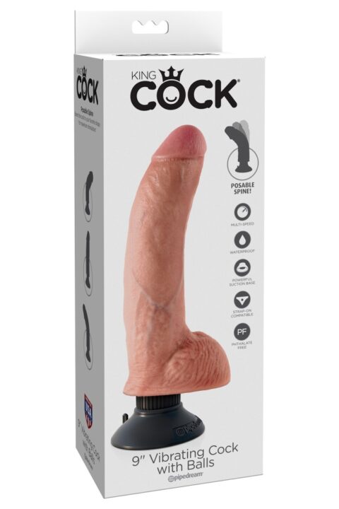9" Vibrating Cock with Balls  Light