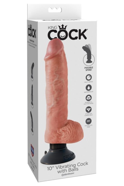 10" Vibrating Cock with Balls  Light