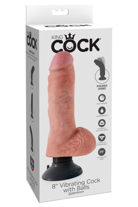 8" Vibrating Cock with Balls  Light