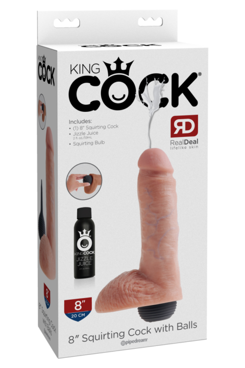 8" Squirting Cock with Balls  Light