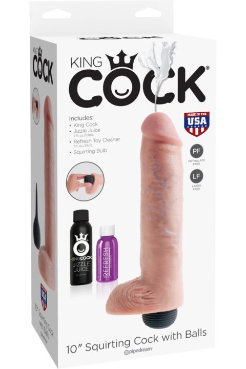 10" Squirting Cock with Balls  Light