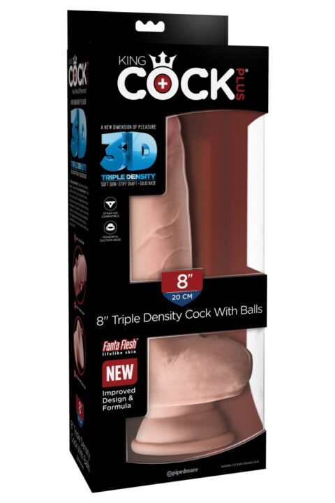 8" Triple Density Fat Cock with Balls Light