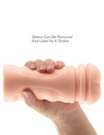 Mega Grip Vibrating Stroker Pussy  White/Black/Light - Image 4