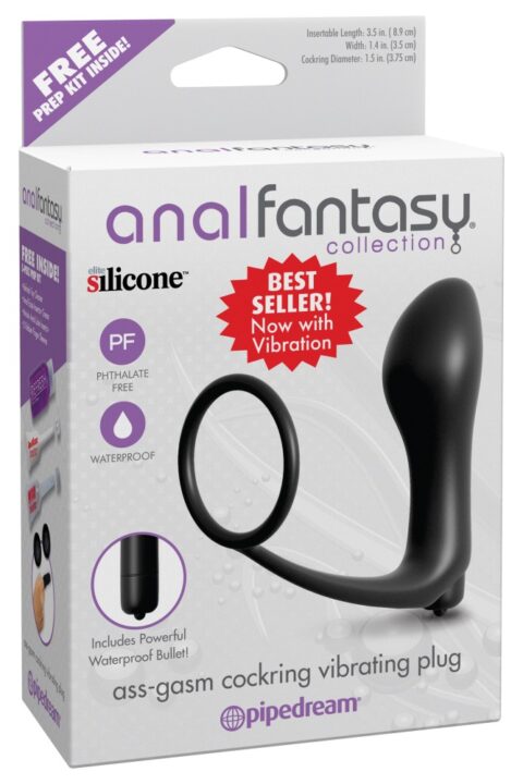 Ass-Gasm Cockring Vibrating Plug Black