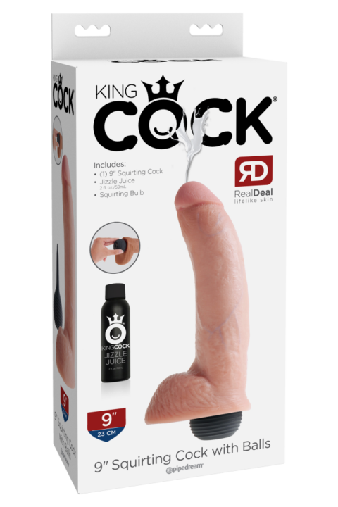 9" Squirting Cock with Balls Light