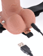 7" Hollow Strap-On with Remote  Tan/ Black - Image 4